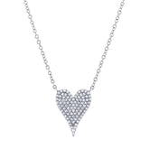 0.21ct 14k White Gold Diamond Pave Heart Necklace